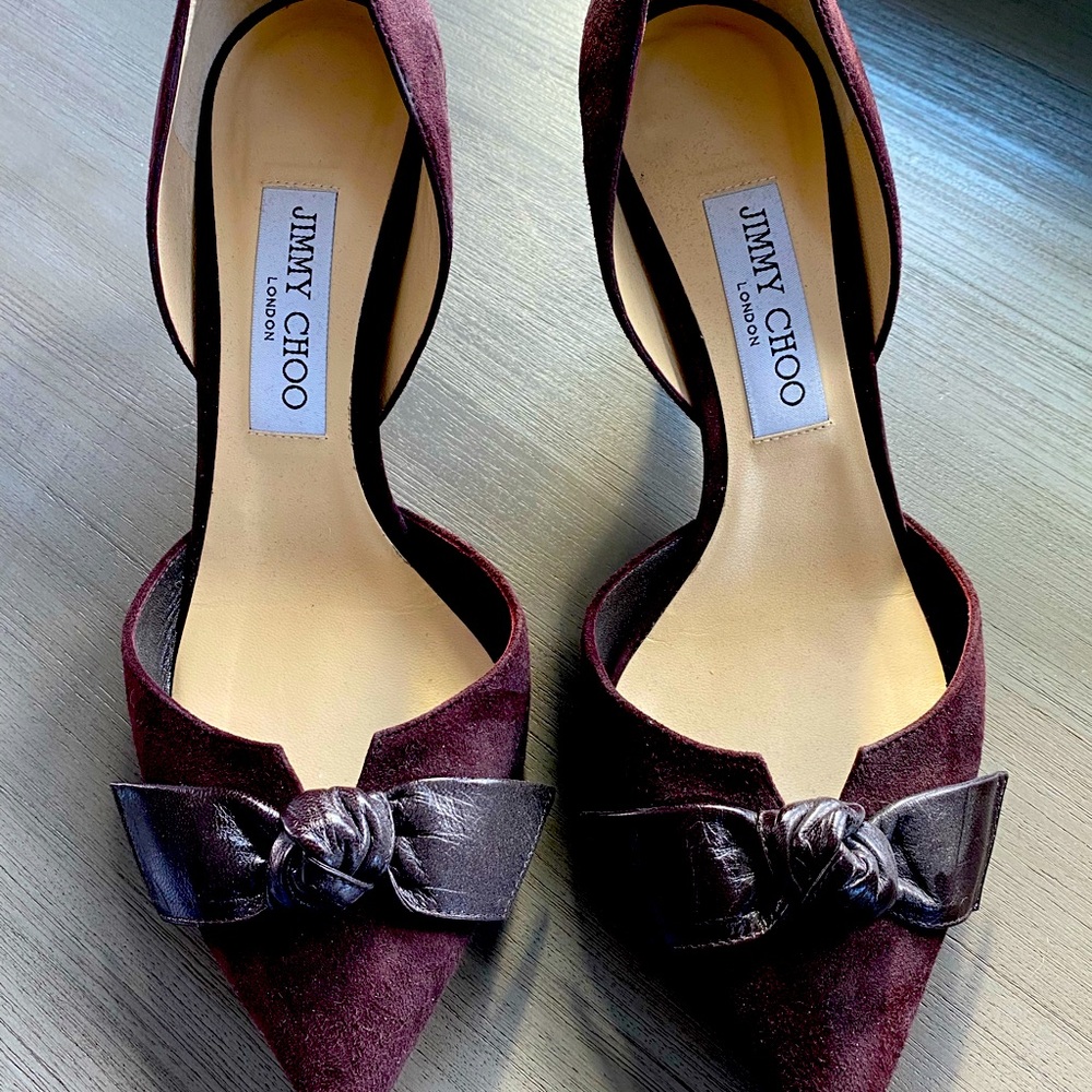 Jimmy Choo Burgundy Suede Twinkle Heels